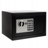 Seif metalic, electronic, 20 x 31 x 20 cm, set 2 chei si accesorii incluse, negru