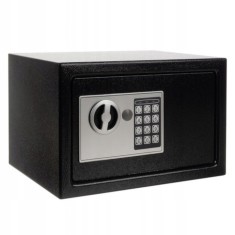 Seif metalic, electronic, 20 x 31 x 20 cm, set 2 chei si accesorii incluse, negru