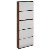 Cumpara ieftin Pantofar cu oglinda, 5 niveluri, stejar maro, 63x17x169,5 cm