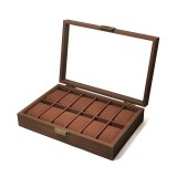 Cutie pentru ceasuri Coffee Brown cu 12 spatii