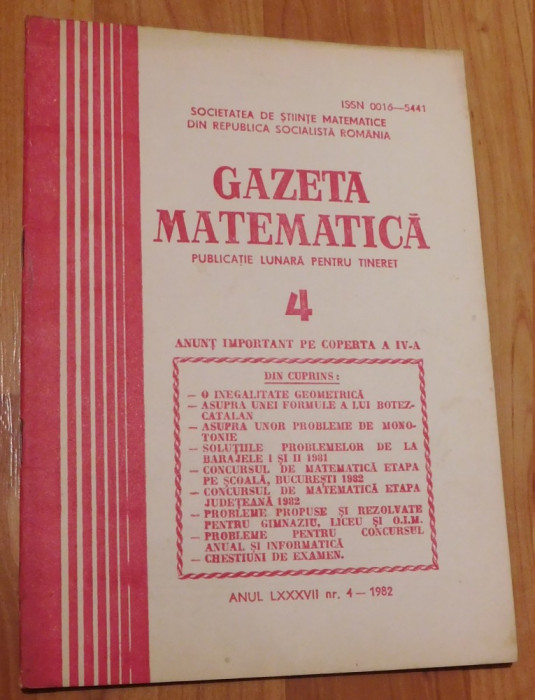 Gazeta matematica - Nr. 4 din 1982