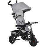 HOMCOM Tricicletă pentru Copii cu M&acirc;ner 6 &Icirc;n 1, Cărucior pentru Copii cu Baldachin Reglabil, Centura de Siguranță și Coș, V&acirc;rsta 1-5 ani, 95x50x106 cm