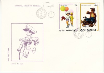 C12 - FDC Romania - Jocuri de copii - LP1045 - 1981 foto