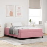 VidaXL Cadru de pat cu saltea Roz și alb 140 x 200 cm Catifea 3399071