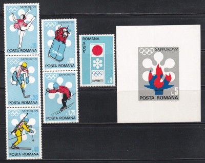 Romania 1971 LP. 778-779 - J. O. de iarnă - Sapporo, Serie + Colita, MNH foto
