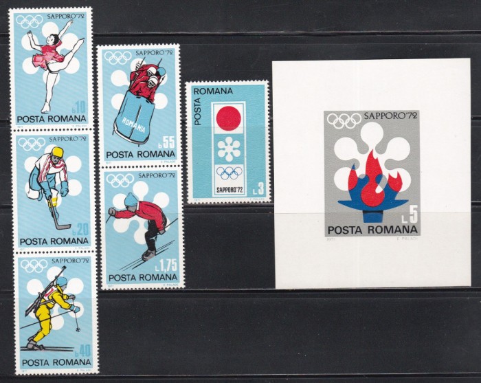 Romania 1971 LP. 778-779 - J. O. de iarnă - Sapporo, Serie + Colita, MNH