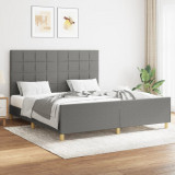 Cadru de pat cu tablie, gri &icirc;nchis, 160x200 cm, textil GartenMobel Dekor, vidaXL