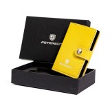 Bucsac din piele cu tavă pentru carduri și cărți de vizită