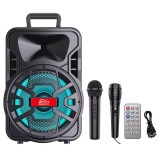 Boxa portabila karaoke ZQS12137, 2 microfoane, 120W PMPO, LED RGB
