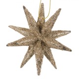 Ornament Brad Crăciun, Fulg 3D, Glitter, Bej, 9cm, Oem