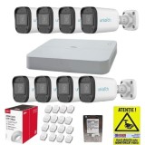 Kit supraveghere IP complet 8 camere Uniarch 4MP IR 30m Lentila 2.8mm PoE Microfon IP67, NVR UNV 8 Canale PoE 4K 8MP, accesorii, HDD + CADOU Autocolan