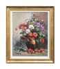 Tablou Vaza cu crizanteme pictat manual inramat, 60x50cm ulei pe panza, Geo Ungureanu