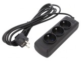 Prelungitor 3 Prize 250V 10A Negru