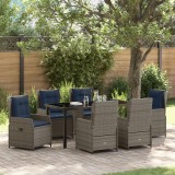VidaXL Set de masă pentru grădină 7 pcs Gri Rattan poli