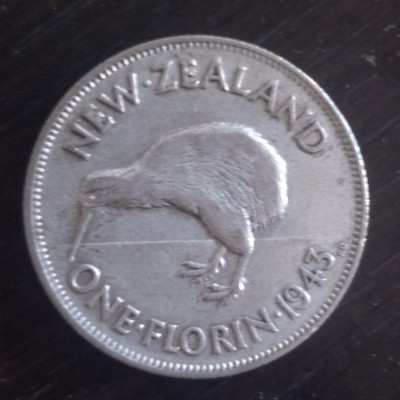 Moneda Noua Zeelanda - 1 Florin 1943 - Argint foto