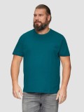 s.Oliver Big Sizes Tricou barbati big sizes cu decolteu la baza gatului, Regular fit, din bumbac, Verde, 2XL