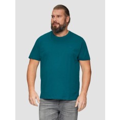s.Oliver Big Sizes Tricou barbati big sizes cu decolteu la baza gatului, Regular fit, din bumbac, Verde, 2XL