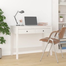 Gossi birou cu sertare, alb, 100x50x78 cm, lemn masiv de pin