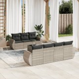 Gossi set mobilier de gradina cu perne, 8 piese gri deschis poliratan