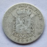 383. Moneda Belgia 50 centimes 1866 ((French legend) ( Leopold II)(argint 0.835)