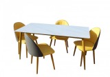 Set Masa Cu 4 Scaune HA02, 160x80x74 cm, Gri Galben
