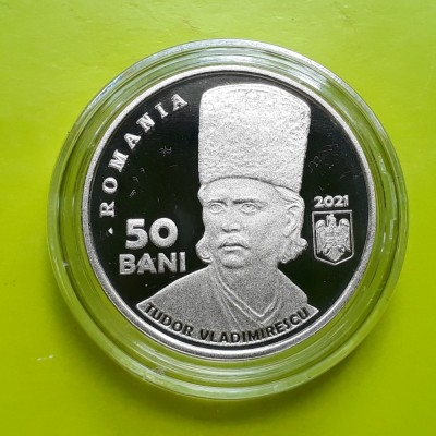 50 Bani 2021 PROOF , 200 de ani de la Revoluția din 1821 Tudor Vladimirescu UNC foto