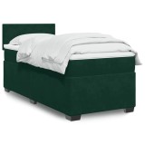 vidaXL Pat box spring cu saltea, verde &icirc;nchis, 100x200 cm, catifea 3286231