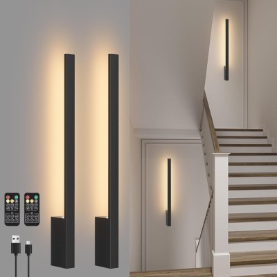 Set 2 Lampi De Perete Cu Acumulatori, 10 Nivele Luminozitate, 3 Temperaturi De Culoare, Control Prin Telecomanda - CN foto