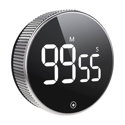Timer digital bucatarie Edman, cu display LCD mare si spate magnetic, Temporizator, Negru foto