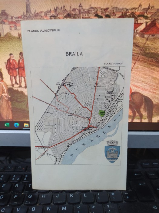 Brăila, Brașov, planul municipiilor cu stema, color, circa 1930, 109