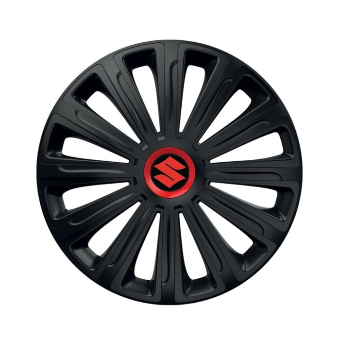 Set 4 capace roti Negre Cu Inel Rosu Trend R14 pentru gama auto Suzuki