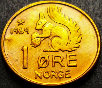 Moneda 1 ORE - NORVEGIA, anul 1969 *cod 1018 foto