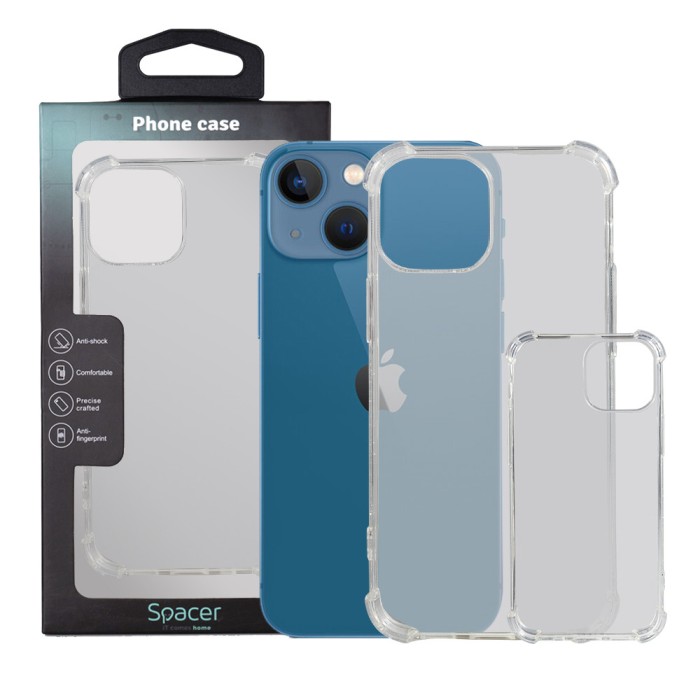 Husa Iphone 13 Mini Spacer, transparenta, grosime 1.5mm, protectie suplimentara antisoc la colturi, material flexibil TPU &amp;quot;SPPC-AP-IP13M-CLR&amp;quot