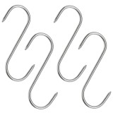 Cumpara ieftin Set 4 carlige inox forma S pentru afumare carne, macelarie, rezistente, sustinere grea, 17 cm, argintiu