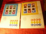 2 FDC Romania 1984 MEDALII OLIMPICE - OLIMPIADA LOS ANGELES cu 2 Blocuri