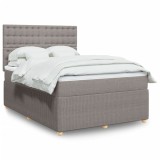 vidaXL Pat box spring cu saltea, gri taupe, 140x200 cm, textil 3292069