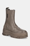 Tommy Jeans ghete chelsea de piele TJW CHELSEA FLATFORM BOOT femei, culoarea maro, cu platforma, EN0EN02597