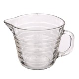 Latiera gradata Pufo din sticla, pentru spumare lapte, cappuccino, tip ulcior barista cu maner, 700 ml