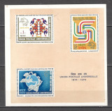 India.1974 100 ani UPU-Bl. LD.34, Nestampilat