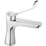 Baterie medicala stativa pentru lavoar Ferro Algeo Square Medico, cu ventil click-clack D1, aerator, cartus ceramic, Crom