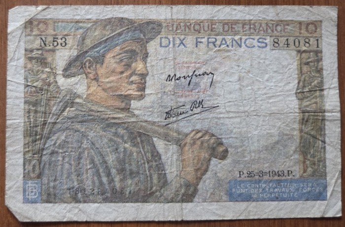 10 francs 1943, Franța