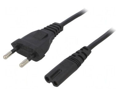 Cablu Negru 2x0,5mm2 PVC 1,5m CEE 7/16 la IEC C7 foto