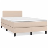 vidaXL Pat box spring cu saltea, cappuccino, 120x190cm piele ecologică 3269812
