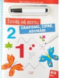 Invat sa scriu. Grafisme, cifre, adunari. Scrie, sterge si scrie din nou!