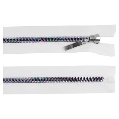 Fermoar plastic detasabil, efect curcubeu, lungime 40 cm, Alb