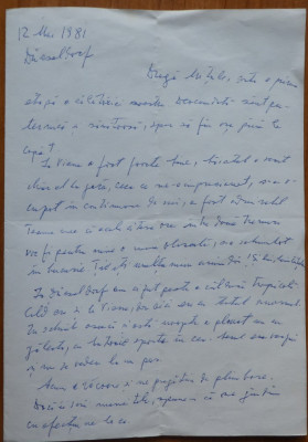 Scrisoare a scriitoarei Lucia Demetrius catre Mia Groza, 1981 foto
