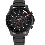 Tommy Hilfiger Mason Ceas Barbatesc 45mm Cronograf cu Baterie cu Brățară Metalică Neagră 1791935