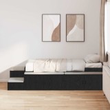 Rama de pat de depozitare Negru Stejar 90x190 cm