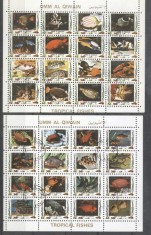 Umm al Qiwain 1973 Fishes, 2 perf. mini sheetlet, used T.180 foto