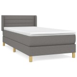 Cumpara ieftin Pat box spring cu saltea, gri inchis, 90x190 cm, textil